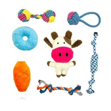 Imagem de IEUDNS Cachorro corda de brinquedo de brinquedo de corda de cachorro desgaste resistente a morder o conjunto de mastigações favoritas para buscar suprimentos, 7 Peças