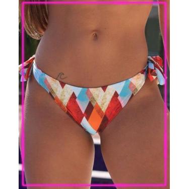 Imagem de Calcinha de Amarrar Tiras Cólor Geométric Largas Com Empina Bumbum - M