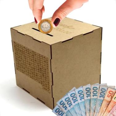 Imagem de Cofre Cubo WoodBox MDF Desafio Japonês de Poupança para Economizar de R$1 Mil a R$20 Mil (R$ 10 Mil)