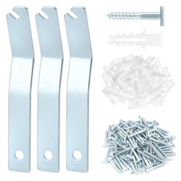 Imagem de QWORK Ganchos de segurança T-Screw, 100 peças de parafuso de segurança de cabeça T e 3 peças de chave de parafuso T - Molduras de imagem seguras para bloquear a arte