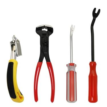Imagem de Didamx Conjunto de 4 peças de ferramentas de remoção de unhas, alicate de corte final, removedor de grampo, extrator de aderência para móveis, piso, parede, carro, moldura fotográfica