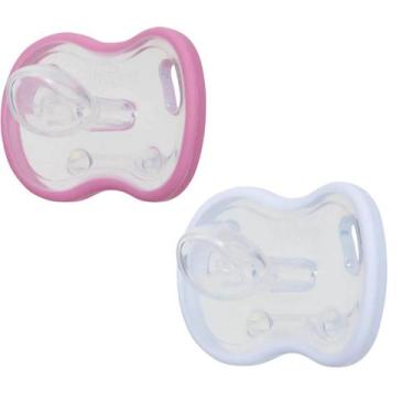Imagem de Kit 2 Chupetas 100% Silicone Bico Ortodôntico Para Bebê Menino e Menin