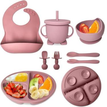 Imagem de Kit Alimentação Bebê 8 Peças De Silicone Introdução Alimentar Infantil