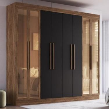 Imagem de Guarda-roupas Casal 8 Portas 242cm Multimóveis Cr35261 Castanho/preto