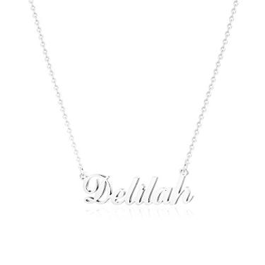 Imagem de Hidepoo Colar com nome personalizado – Colar com pingente de nome de aço inoxidável, corrente delicada com nome de letra, joias personalizadas, presentes para mulheres, Metal