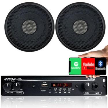 Imagem de Kit 2 Caixas Som Ambiente Teto 5p Pt+ Amplificador Bluetooth - ORION