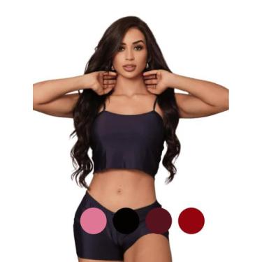 Imagem de Kit 6 Short Doll Virgínia Liso Confortável Pijama Feminino Roupa de Do