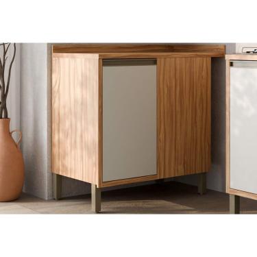 Imagem de Balcão de Cozinha Tempranillo Canto Reto c/ 1 Porta c/ Tampo 98cm Amendoa/Off White - Ronipa