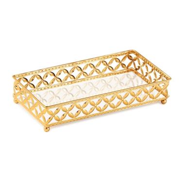 Imagem de Bandeja Retangular Dourada Em Metal P