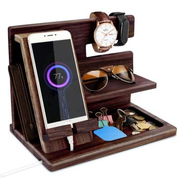 Imagem de Organizador de docking station Wood Phone Robomanor Christmas