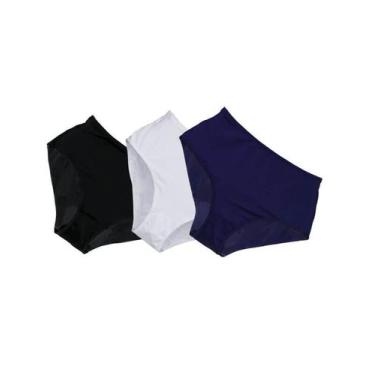 Imagem de Kit com 3 Calças Clássica DeMillus 57850/57851, Marinho, Branco, Preto