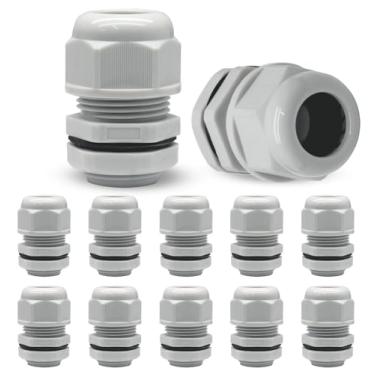 Imagem de Kyuionty 12 peças de glândulas de cabo de nylon NPT de 3/10.2 cm, conector de cabo de alívio de tensão cinza IP68 caixa de junção à prova d'água protetores de fio ajustáveis para cabo de 13 a 18 mm de