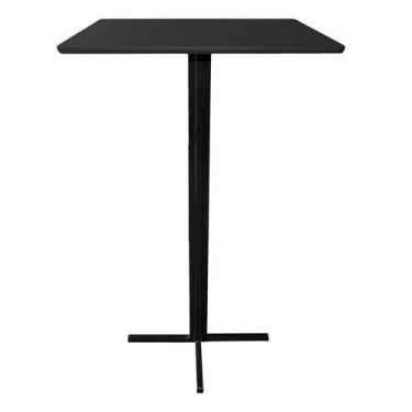 Imagem de Mesa Bistrô Alta Preta Tampo 60cm Quadrado Estilo Industrial - Moveraç