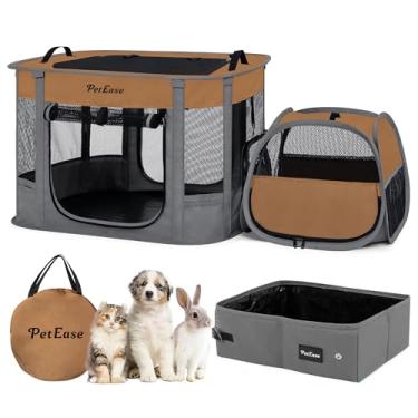 Imagem de PETEASE Cercadinho portátil para gatos 2 em 1, gaiola dobrável para animais de estimação com caixa de areia para coelhos, filhotes, hamster, gaiolas internas/externas para gatos, barraca
