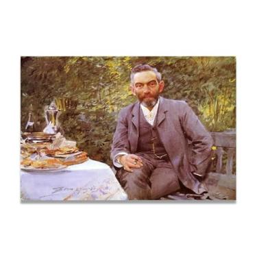 Imagem de LKXGRRSFG Impressões em tela Breakfast in the Green Anders Zorn - Arte de obra-prima sueca, decoração de parede serenidade de verão e coleção de galeria de casa 69,8 x 104,9 cm