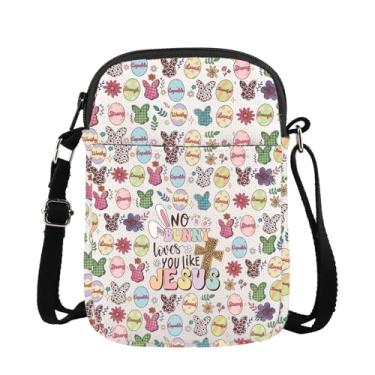 Imagem de MBMSO Bolsa transversal Coelhinho da Páscoa Presentes Cristãos Divertidos Presentes Cristãos Sem Coelhinho Loves You Like Jesus Happy Easter Egg Hunt Bag, Jesus Cb, Bolsa tiracolo pequena
