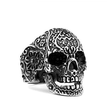 Imagem de ZMY Home Anel de aço inoxidável genuíno para homens moda punk motoqueiro anéis de caveira, Metal