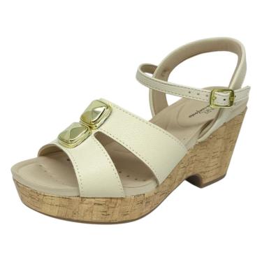 Imagem de Sandália Feminina Anabela Salto Médio Conforto Pins Modare