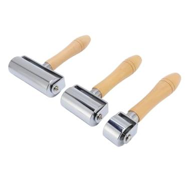 Imagem de Rolo de Borda da Prensa de Couro, Rolo de Costura de 3pcs para Couro, Rolo Laminado de Co la de Couro Com Alça de Madeira para Iniciantes de Hobby Artesanais, Aço de Alto Carbono