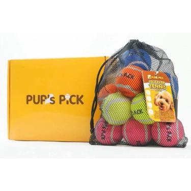 Imagem de Bolas de tênis para cães Pup`s Pick, 2,5 polegadas e 60 g, pacote com 12 pacotes com bolsa