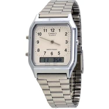 Imagem de Casio Relógio masculino AQ230A-7 com pulseira de aço inoxidável, analógico, digital, nú...
