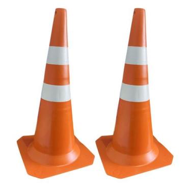 Imagem de Kit 2 Cone de Sinalização 75cm para Trânsito Estacionamento EPI Segura