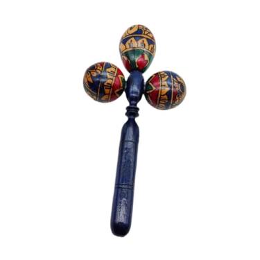 Imagem de MERIGLARE Maraca Rumba Shaker Instrumento Musical Profissional de Madeira Pintado à Mão Instrumento de Percussão Manual para Performance Concerto Latino, Azul
