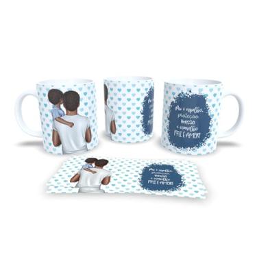 Imagem de Caneca branca dia dos pais com filhos, papai, super herói (11938)