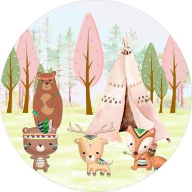 Imagem de Painel Redondo Tecido Sublimado 3D BosquEscandinávo Frd-5855