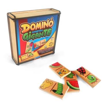 Imagem de Domino gigante brinquedo educativo de madeira jogo - MANINHO