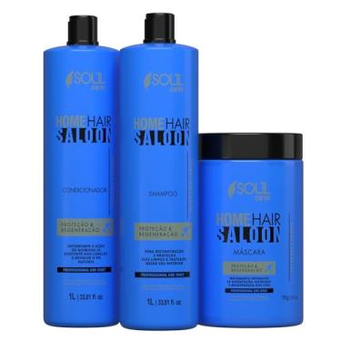 Imagem de Kit Nutrição Capilar Profissional Home Hair Saloon Soul Care - Shampoo, Condicionador e Máscara - Cronograma Capilar (1kg)