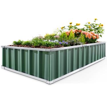 Imagem de KING BIRD Porta-cartão reforçado com 2 camadas de moldura de cartão elevada para jardim galvanizado aço galvanizado kit de plantas verde 172,7 cm x 91,4 cm x 30,4 cm com 8 etiquetas tipo T e 2 pares de luvas (verde jade)