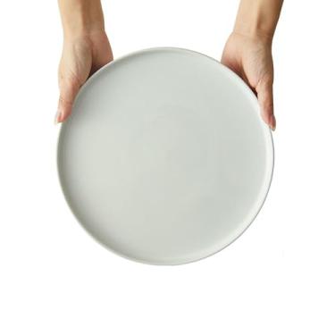 Imagem de Prato dobrável doméstico de cor sólida, utensílios de mesa de cerâmica resistente a altas temperaturas - prato dobrável de 25 cm branco