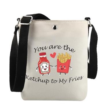 Imagem de Presente engraçado de batatas fritas e ketchup You are the Ketchup to My Fries Bolsa tiracolo Lanche Food Gift, Ketchup Fries Xk