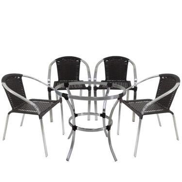 Imagem de 4 Cadeiras Em E Alumínio Mesa Salinas Área De Piscina Tabaco