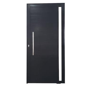 Imagem de Porta Pivotante De Alumínio 210 X 100cm Com Visor Veneza Esquadrias Bergamo Preto