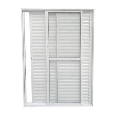 Imagem de Porta Balcão De Alumínio 3 Folhas 210 X 150cm Com Fechadura Linha 25 Esquadrias Bergamo Branco