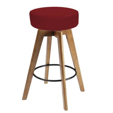 Imagem de Banqueta Alta Redonda Giratória Elsa Madeira Balcão Bistrô Cozinha Sintético Vermelho