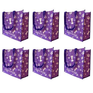 Imagem de Bolsa Ecobag Kit 6 Uni Sacola Ecologica De Ombro Dobravel Reciclavel Compras Mercado