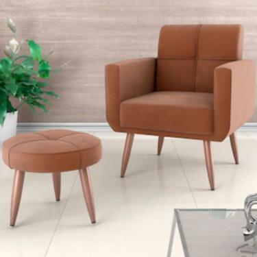 Imagem de Poltrona Havana Com Puff E Revestimento Em Tecido Veludo Matrix Cobre