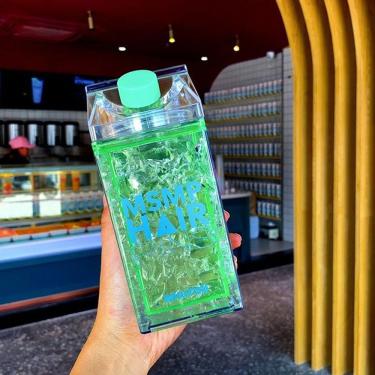 Imagem de Squeeze Garrafa Copo Gel Congelante Canudo Bico Verde 400Ml