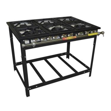 Imagem de Fogao Baixa Pressão 30x30 6 Bocas 3 Duplas Extra E6d3e - Venâncio