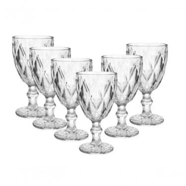 Imagem de Jogo 6 Taças De Vidro 350ml Cristal Diamante Vinho Suco água 340ml 1º Linha