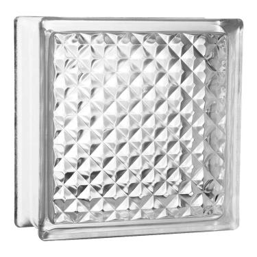 Imagem de Tijolo Bloco De Vidro Transparente 19x19x8 Tradestar Quadriculado Opaco