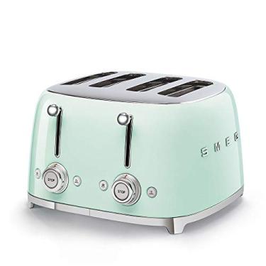 Imagem de Smeg Torradeira Estilo Retro Estética Anos 50, 4 Fatias, 6 Predefinições, Fendas Extra Largas, Verde Pastel Tsf03Pgus