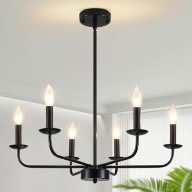 Imagem de JZQWCK Lustres De Teto, Lustre Moderno Preto 6 Luzes, Estilo Fazenda, Para Sala Jantar, Luminárias Pendentes Industriais, Estar, Quarto, Cozinha, Ilha
