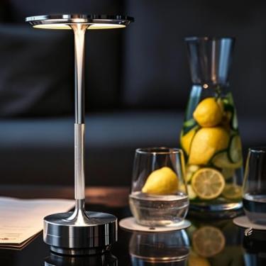 Imagem de Highxin Luminárias De Mesa Recarregáveis Sem Fio, Luminária Portátil Jantar Led Ecolume Com Controle Por Toque E 3 Cores Reguláveis, Lâmpada Vueeze Alimentada Bateria 5200 Mah Para Em Pátios Externo