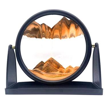 Imagem de rysnwsu Imagem De Arte Em Areia Movimento 10" Com Paisagens Movimento, 3D, Fundo Do Mar, Redondo, Para Adultos, Brinquedos Relaxantes, Decoração Mesa, Escritório Doméstico (Laranja)