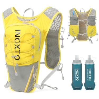 Imagem de IX INOXTO Colete De Corrida Para Mulheres E Homens, Mochila Hidratação Com Alças Ajustáveis No Peito Garrafa Térmica Macia 500 Ml, Leve, Respirável Refletiva Trilhas (Amarelo)
