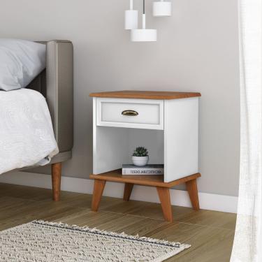 Imagem de Mesa De Cabeceira 1 Gaveta 1 Nicho Madeira Veneza Branco